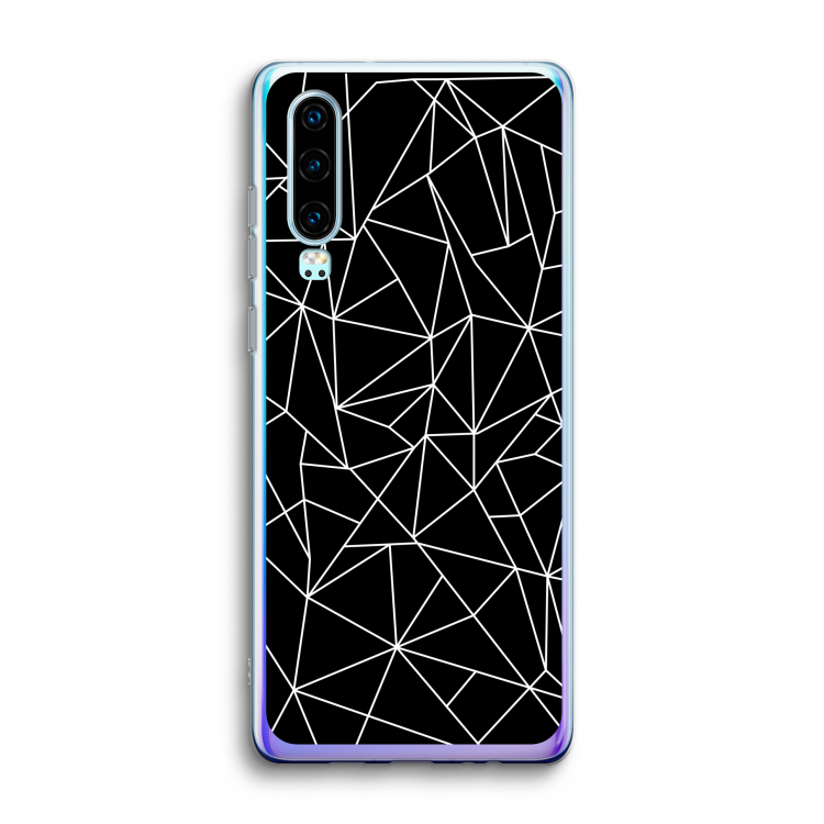 Geometrische lijnen wit: Huawei P30 Transparant Hoesje