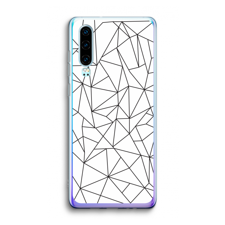 Geometrische lijnen zwart: Huawei P30 Transparant Hoesje