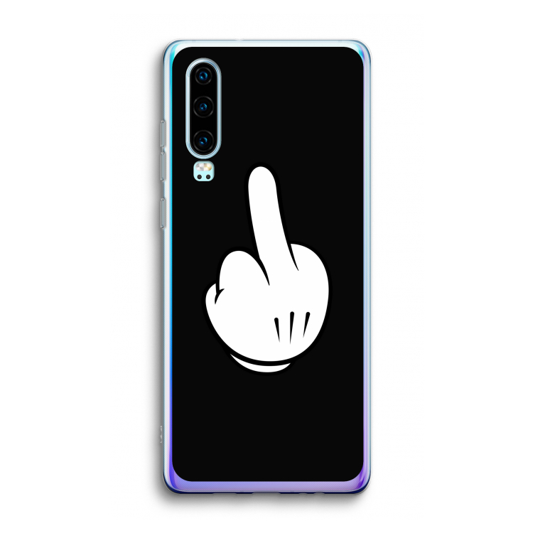 Middle finger black: Huawei P30 Transparant Hoesje