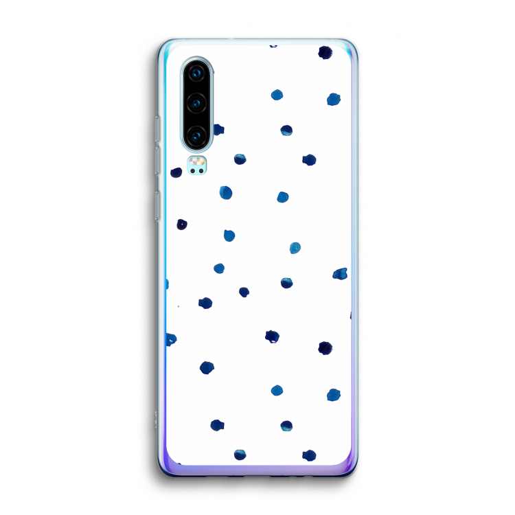 Blauwe stippen: Huawei P30 Transparant Hoesje
