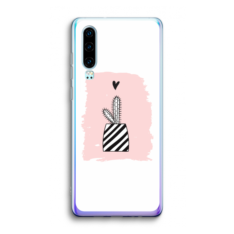 Zwart-wit cactus: Huawei P30 Transparant Hoesje