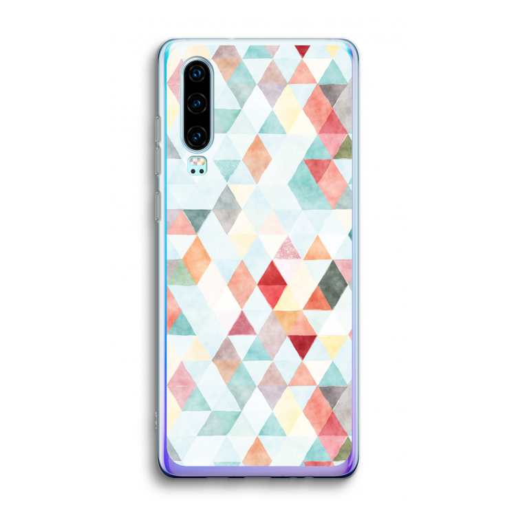 Gekleurde driehoekjes pastel: Huawei P30 Transparant Hoesje