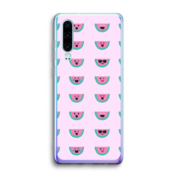 Smiley watermeloenprint: Huawei P30 Transparant Hoesje