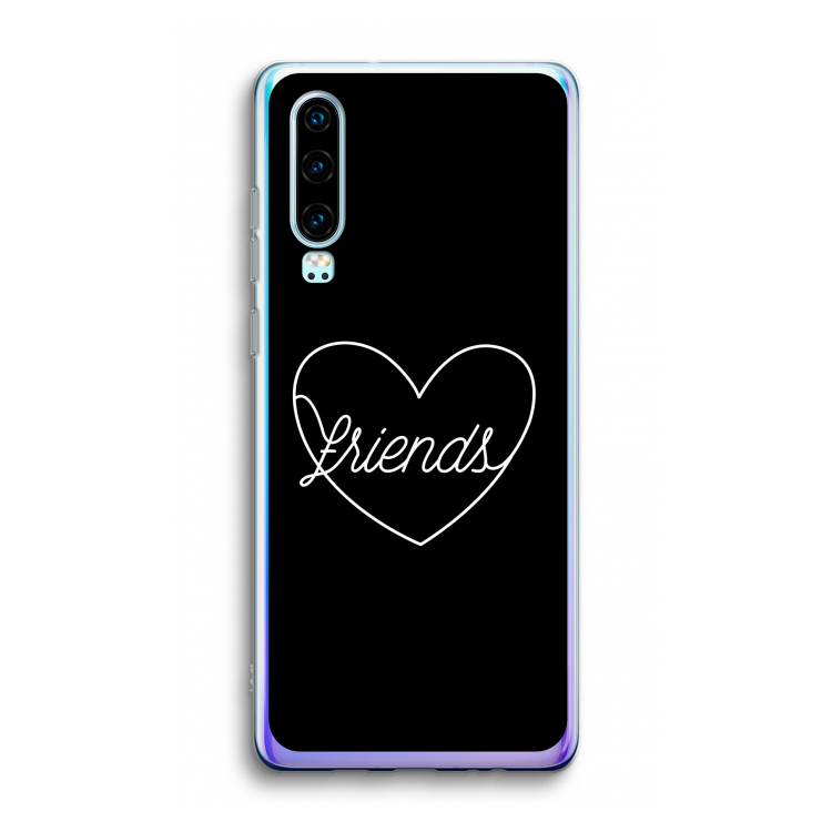Friends heart black: Huawei P30 Transparant Hoesje