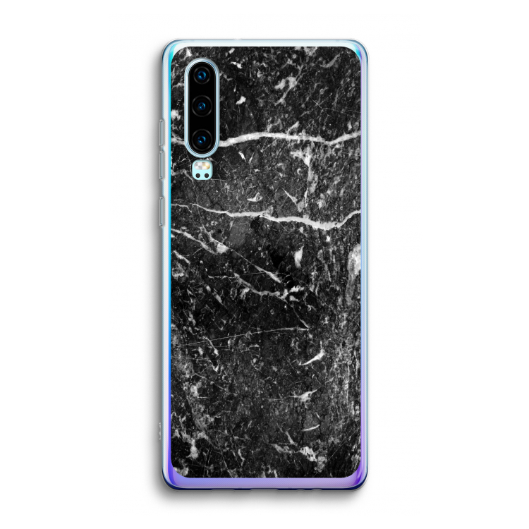 Zwart marmer: Huawei P30 Transparant Hoesje