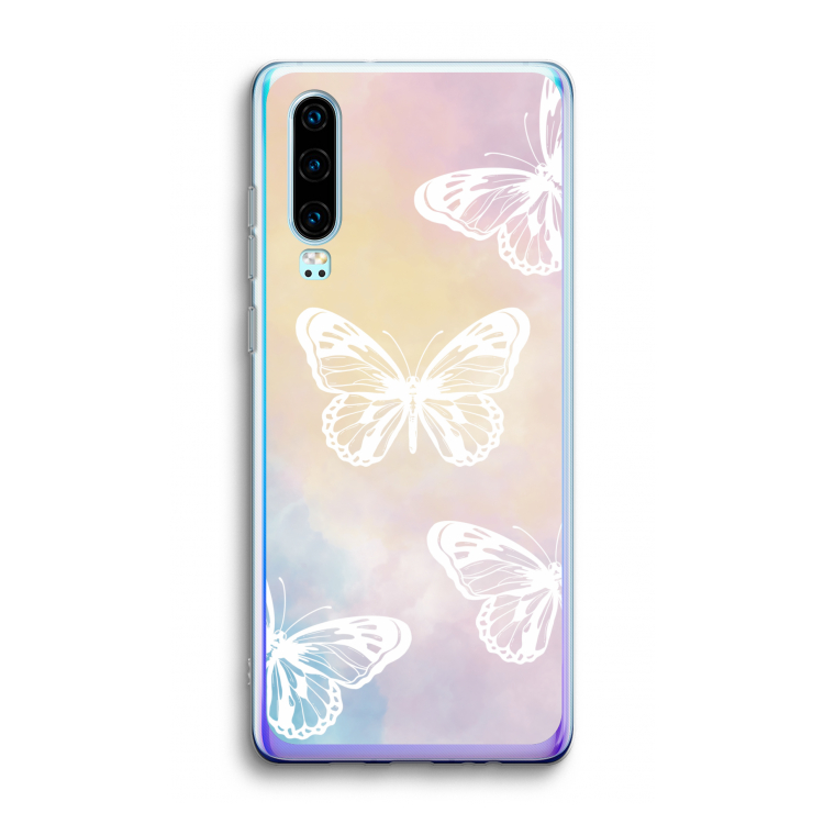 White butterfly: Huawei P30 Transparant Hoesje
