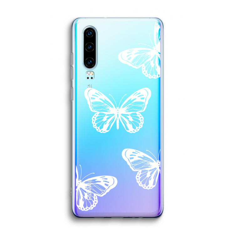White butterfly: Huawei P30 Transparant Hoesje