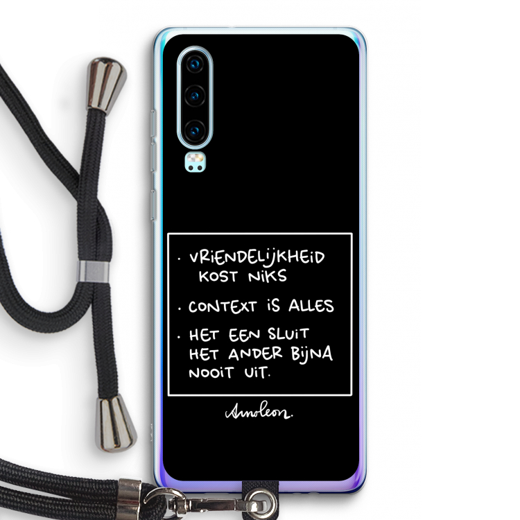 Mijn Motto's: Huawei P30 Transparant Hoesje met koord