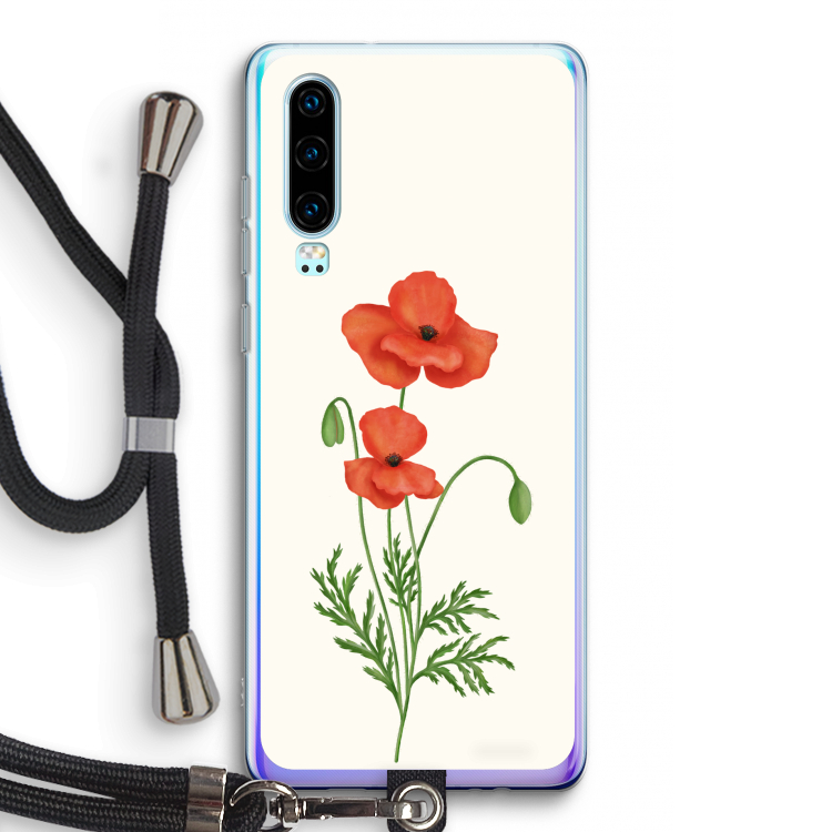 Red poppy: Huawei P30 Transparant Hoesje met koord