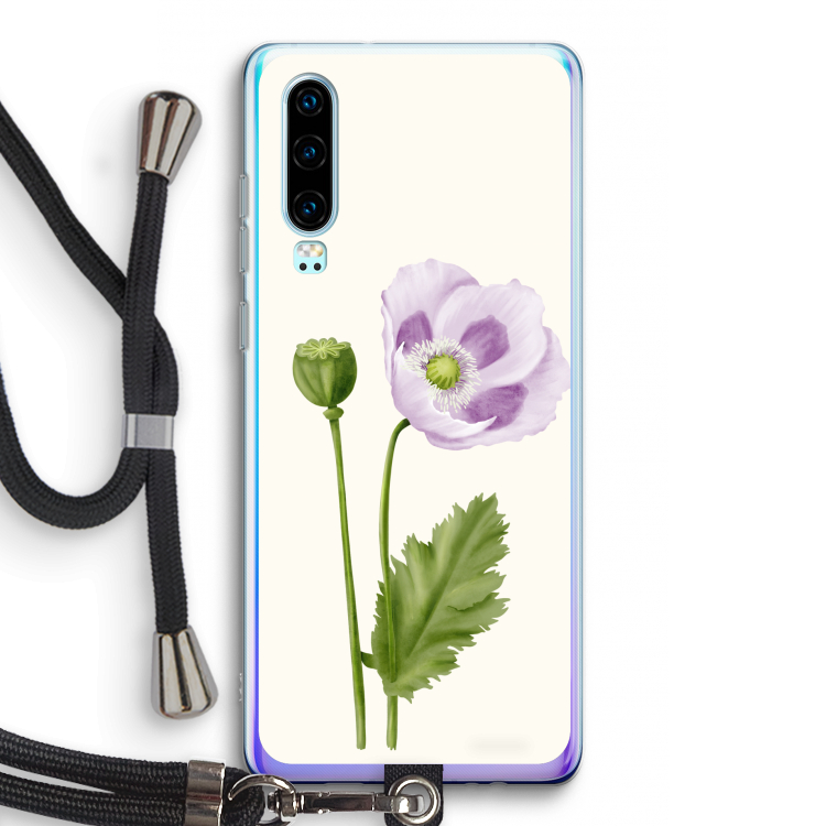 Purple poppy: Huawei P30 Transparant Hoesje met koord