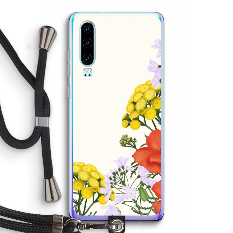 Wilde bloemen: Huawei P30 Transparant Hoesje met koord