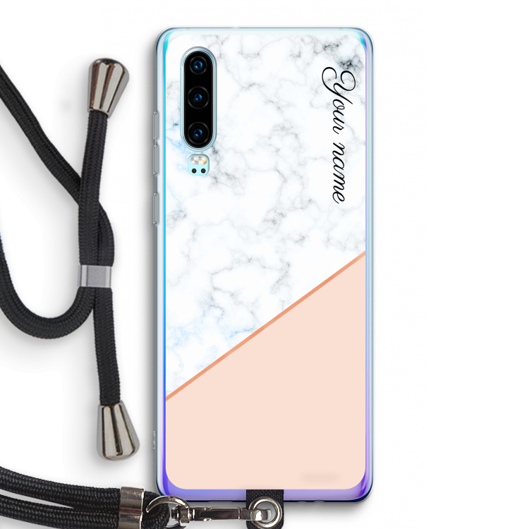 Marmer in stijl: Huawei P30 Transparant Hoesje met koord