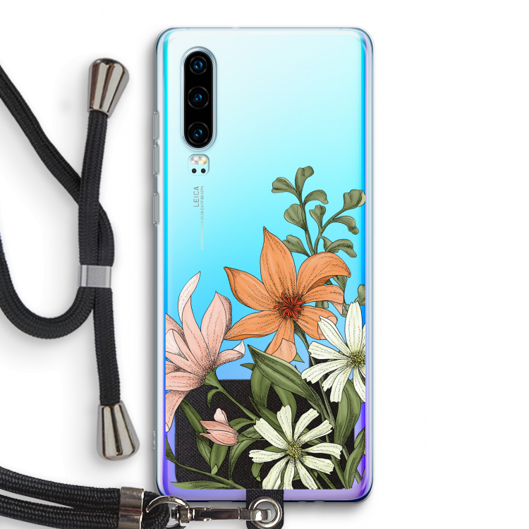 Floral bouquet: Huawei P30 Transparant Hoesje met koord