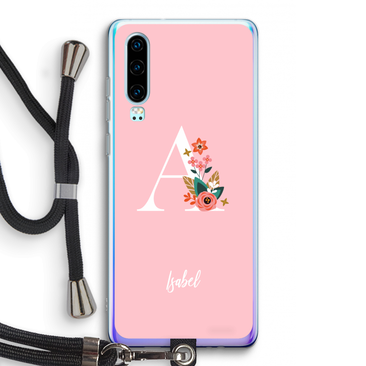 Pink Bouquet: Huawei P30 Transparant Hoesje met koord