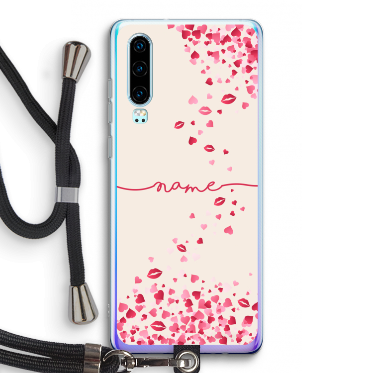 Hartjes en kusjes: Huawei P30 Transparant Hoesje met koord