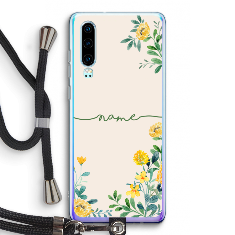 Gele bloemen: Huawei P30 Transparant Hoesje met koord
