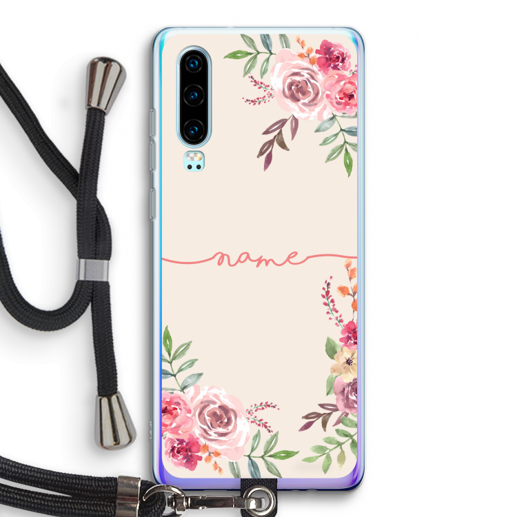 Rozen: Huawei P30 Transparant Hoesje met koord