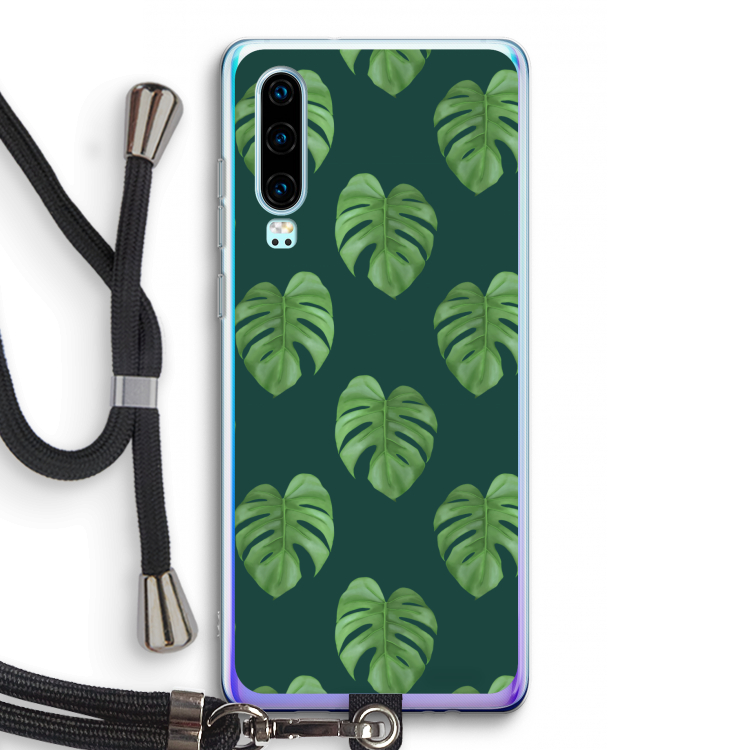 Monstera leaves: Huawei P30 Transparant Hoesje met koord