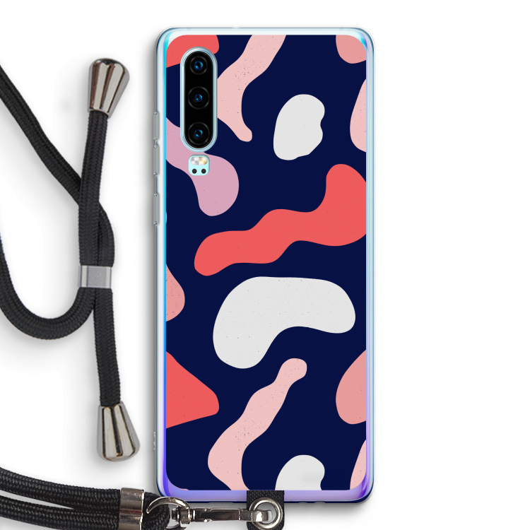 Memphis Shapes Pink: Huawei P30 Transparant Hoesje met koord