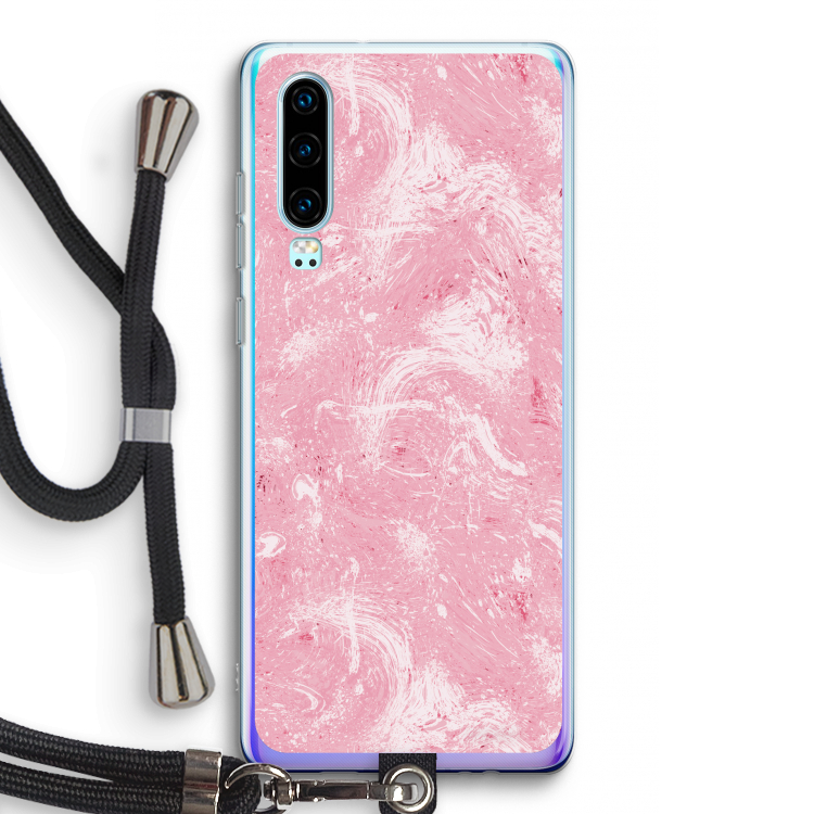 Abstract Painting Pink: Huawei P30 Transparant Hoesje met koord