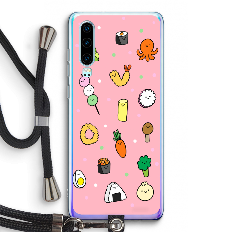 Happy bento friends: Huawei P30 Transparant Hoesje met koord