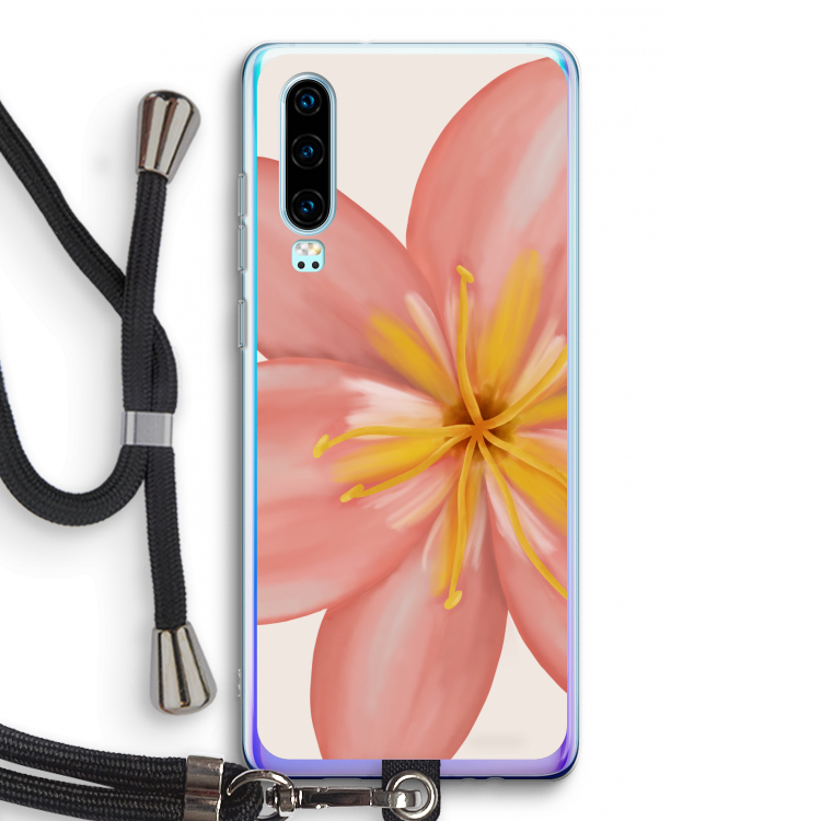 Pink Ellila Flower: Huawei P30 Transparant Hoesje met koord