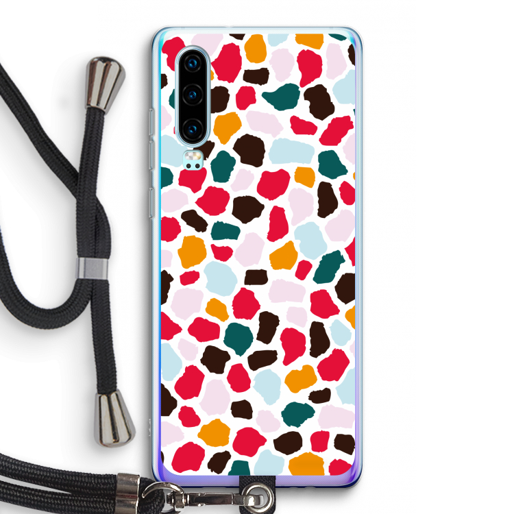 Colored Giraffe: Huawei P30 Transparant Hoesje met koord
