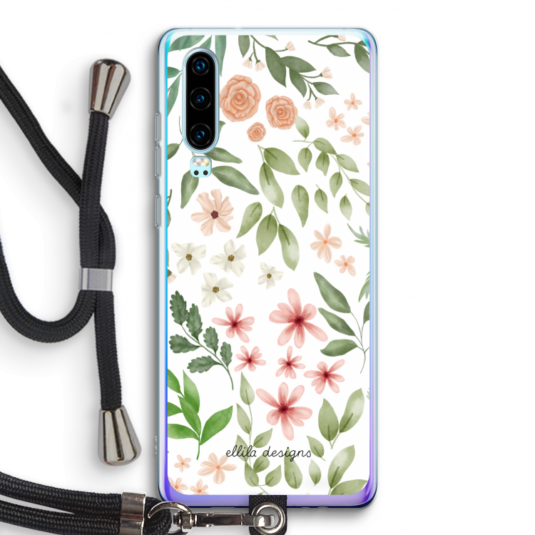 Botanical sweet flower heaven: Huawei P30 Transparant Hoesje met koord
