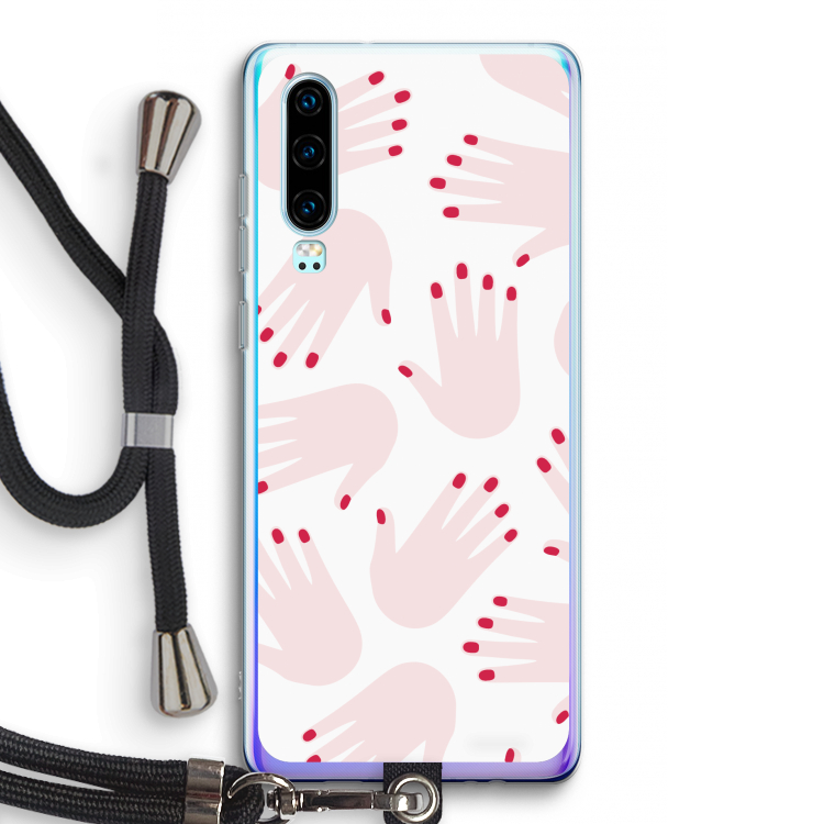 Hands pink: Huawei P30 Transparant Hoesje met koord