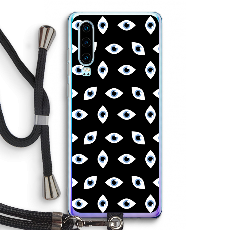 Eyes pattern: Huawei P30 Transparant Hoesje met koord