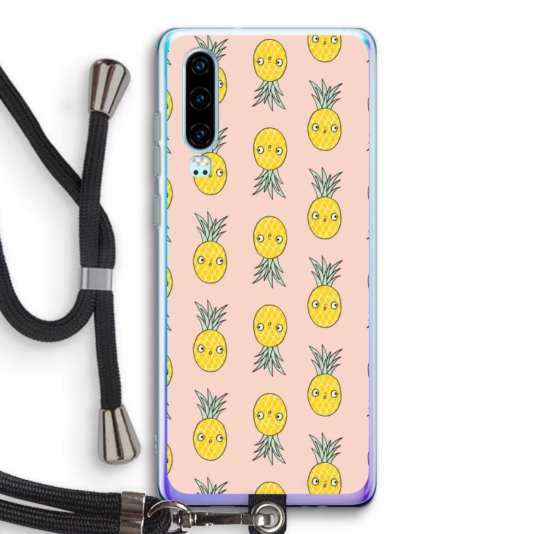 Ananas: Huawei P30 Transparant Hoesje met koord