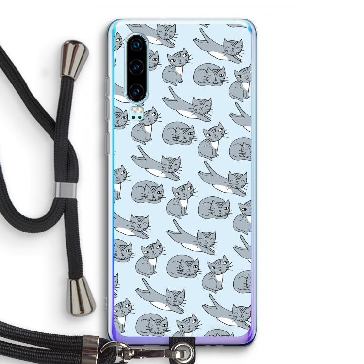 Poezen: Huawei P30 Transparant Hoesje met koord