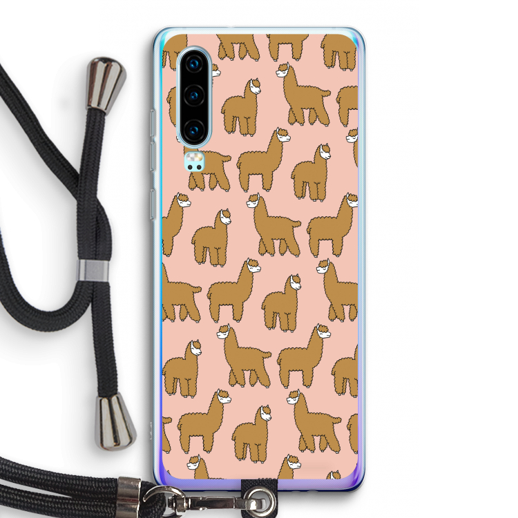 Alpacas: Huawei P30 Transparant Hoesje met koord