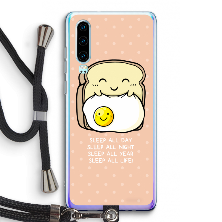 Sleep All Day: Huawei P30 Transparant Hoesje met koord