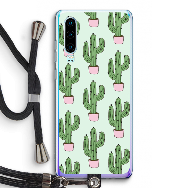 Cactus Lover: Huawei P30 Transparant Hoesje met koord