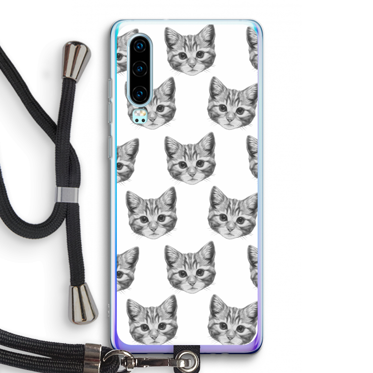 Kitten: Huawei P30 Transparant Hoesje met koord