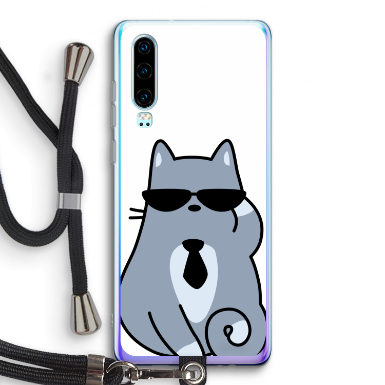 Cool cat: Huawei P30 Transparant Hoesje met koord