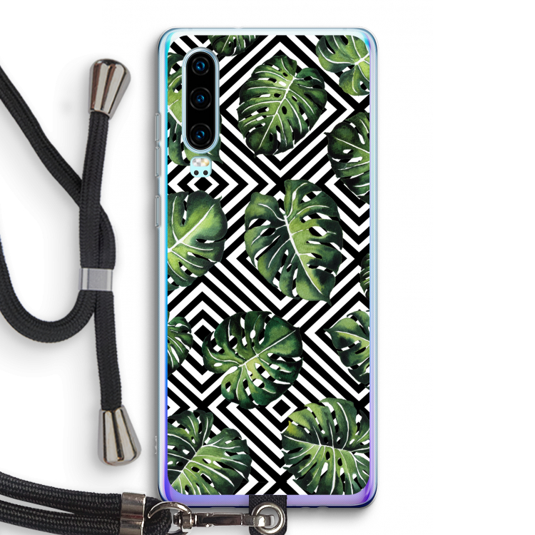 Geometrische jungle: Huawei P30 Transparant Hoesje met koord