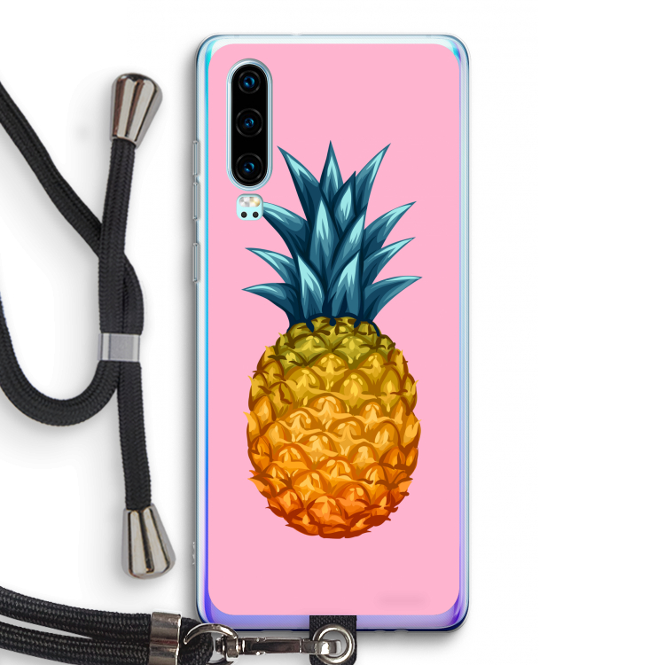 Grote ananas: Huawei P30 Transparant Hoesje met koord