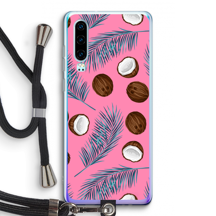 Kokosnoot roze: Huawei P30 Transparant Hoesje met koord
