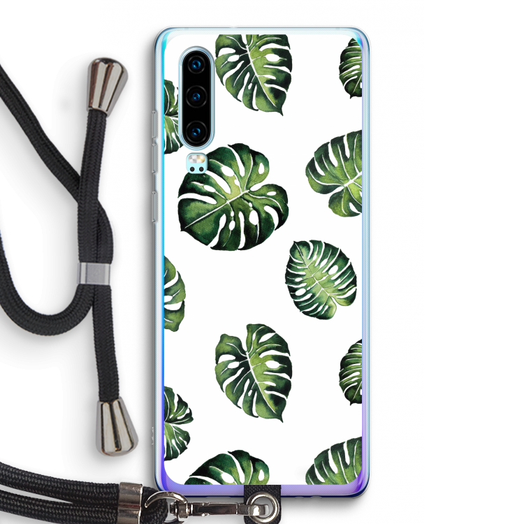 Tropische bladeren: Huawei P30 Transparant Hoesje met koord