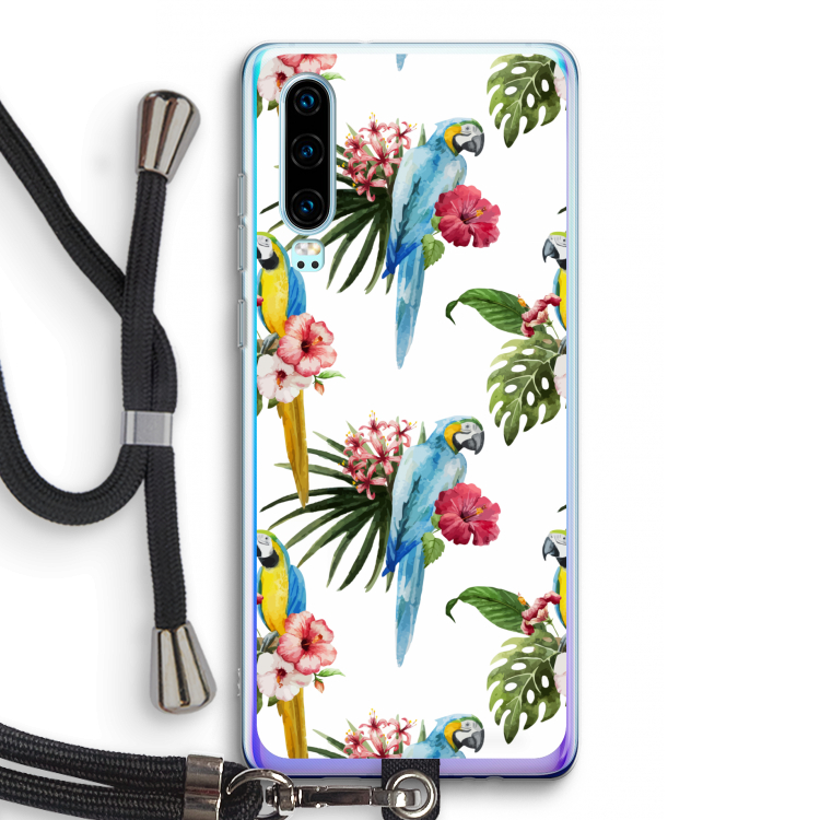 Kleurrijke papegaaien: Huawei P30 Transparant Hoesje met koord