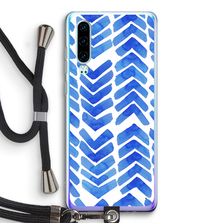 Blauwe pijlen: Huawei P30 Transparant Hoesje met koord