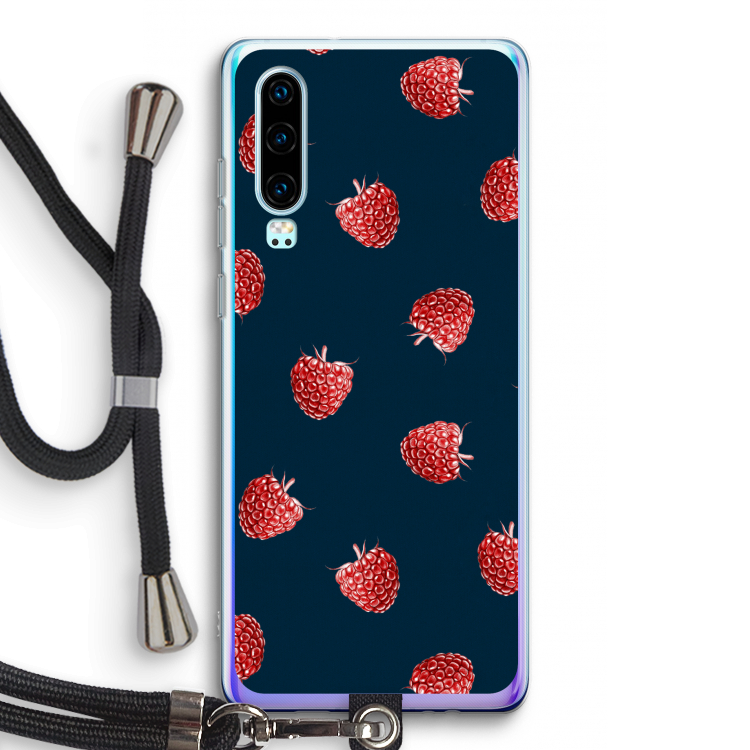 Framboosjes: Huawei P30 Transparant Hoesje met koord