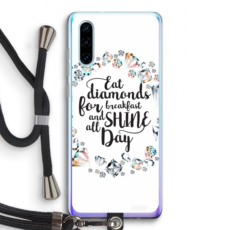 Diamonds: Huawei P30 Transparant Hoesje met koord