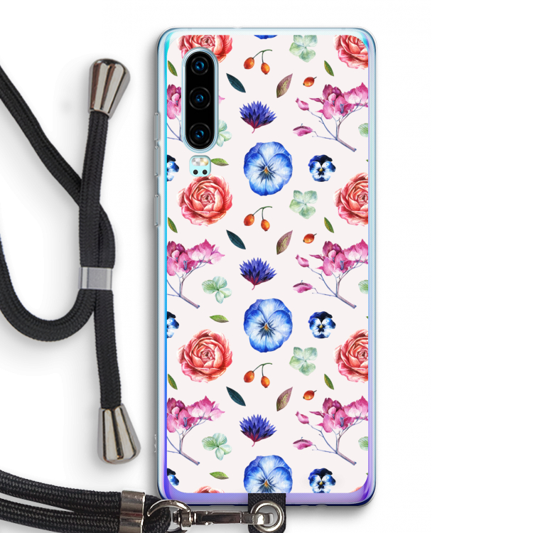 Bloemetjes: Huawei P30 Transparant Hoesje met koord