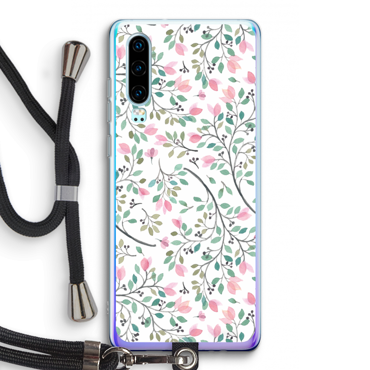 Sierlijke bloemen: Huawei P30 Transparant Hoesje met koord
