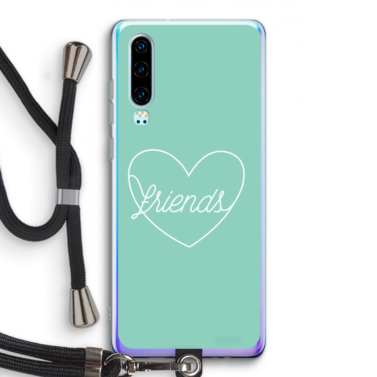 Friends heart pastel: Huawei P30 Transparant Hoesje met koord