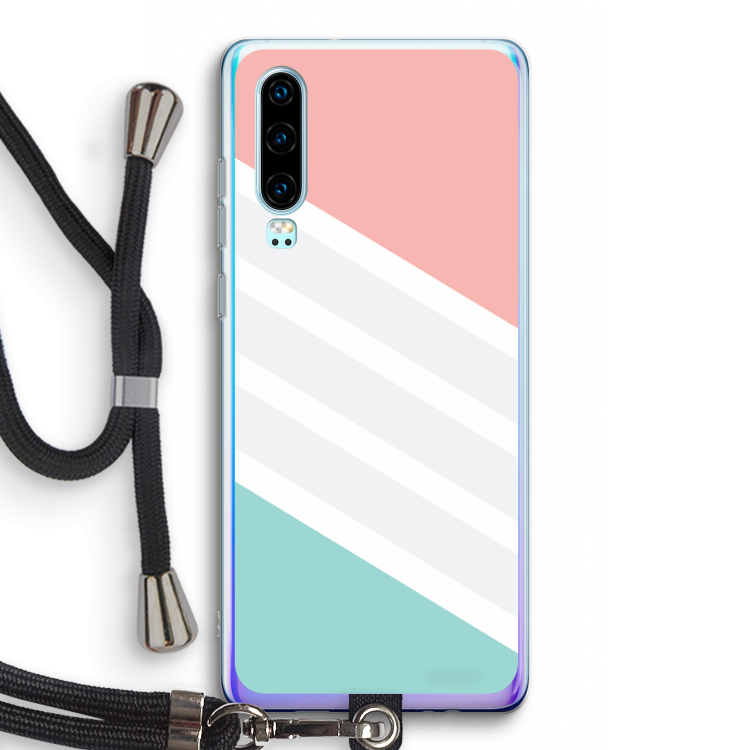 Strepen pastel: Huawei P30 Transparant Hoesje met koord