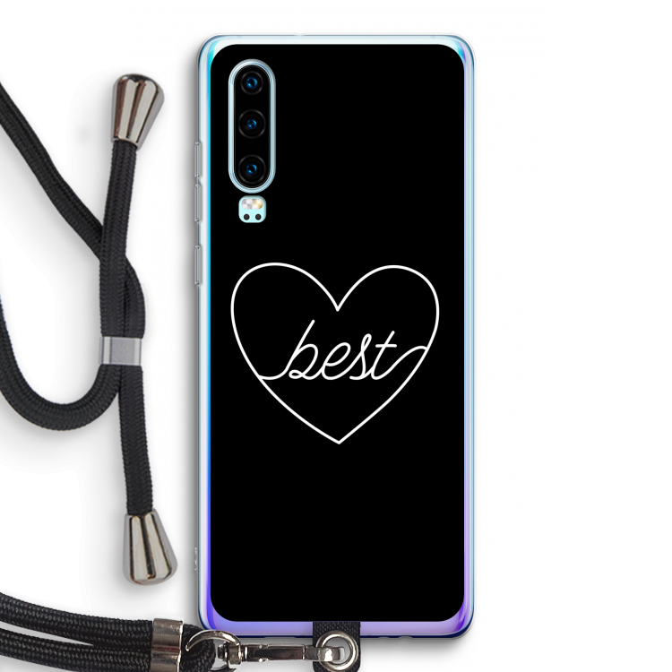 Best heart black: Huawei P30 Transparant Hoesje met koord